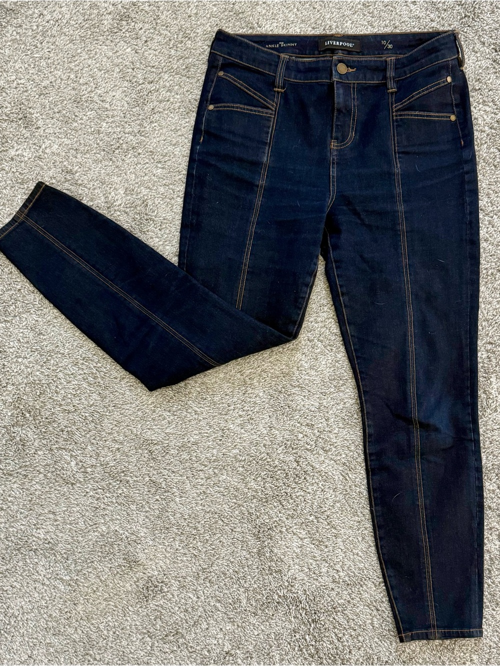 Liverpool Los Angeles The Ankle Skinny Front Seam Dark Wash Denim Jeans [10/30]